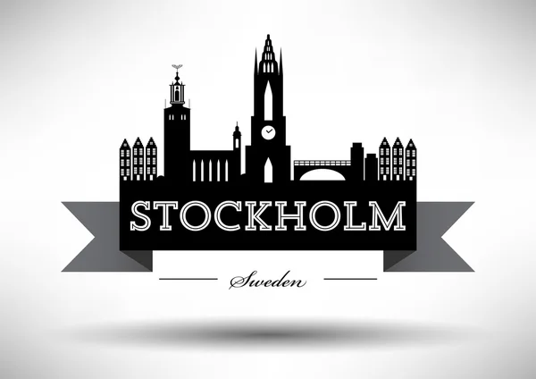 Stockholm Skyline with Typographic Design — Stock Vector