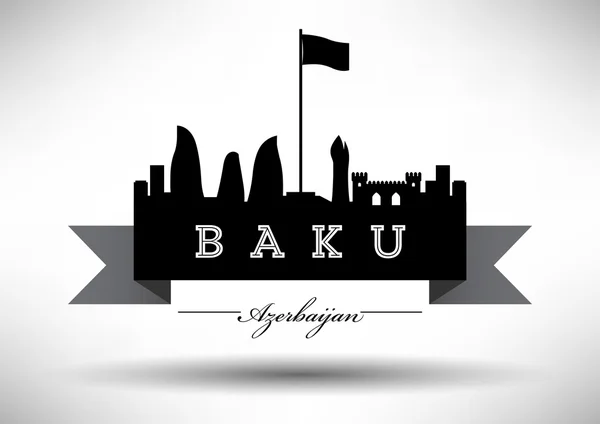 Bakou Skyline avec design typographique — Image vectorielle