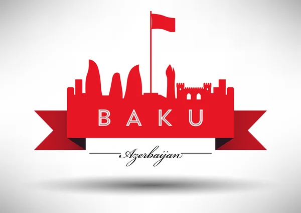 Baku Skyline with Typographic Design — Stock Vector