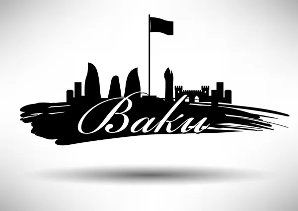 Baku Skyline with Typographic Design — Stock Vector