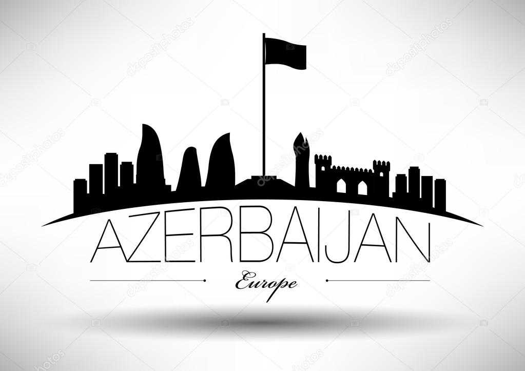 Azerbaijan Skyline with Typographic Design