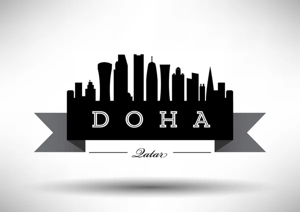 Doha Skyline Design — Stock Vector