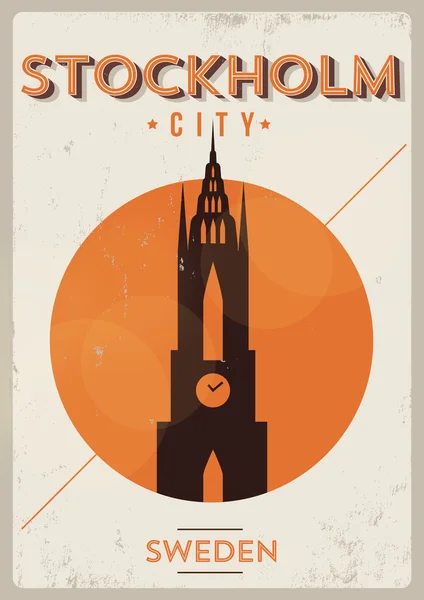 Stoccolma City Vintage Poster Design — Vettoriale Stock