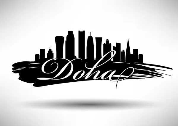 Diseño del Skyline de Doha — Archivo Imágenes Vectoriales