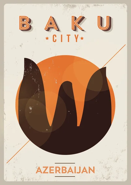 Bakou City Vintage Poster Design — Image vectorielle