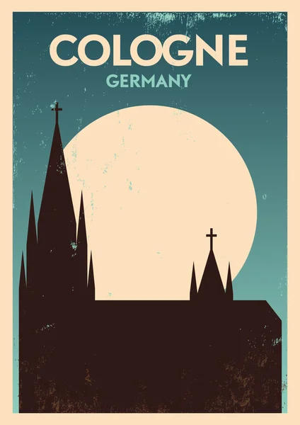 Ciudad de Colonia Diseño de póster Vintage — Vector de stock