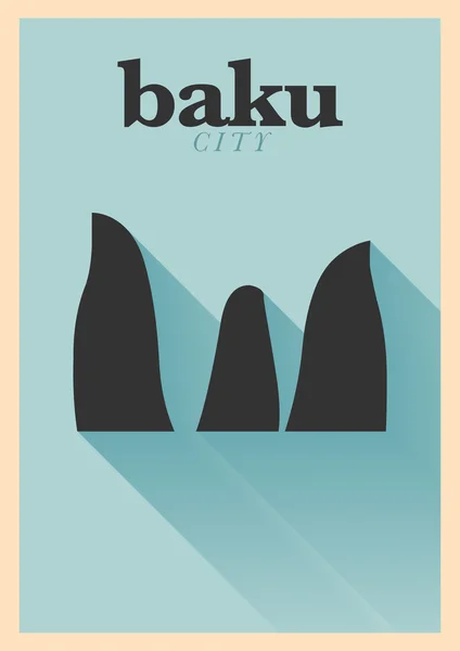 Baku City Minimal Poster Design — Stock Vector