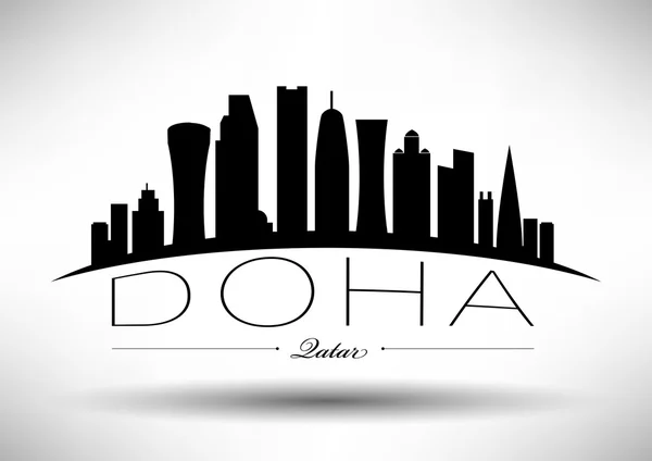 Doha Skyline Design — Stock Vector