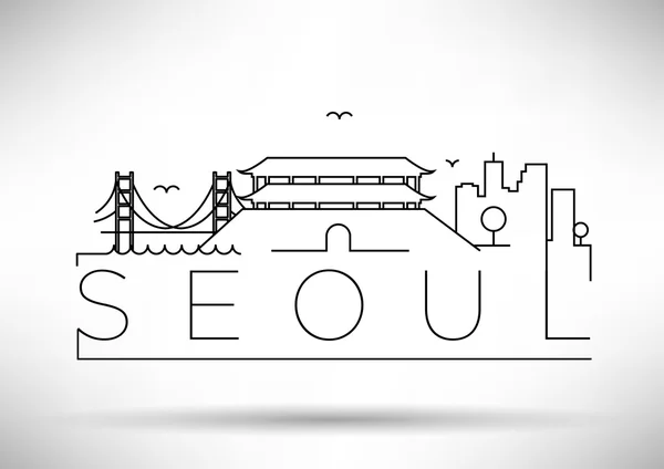 Seoul stad lijn silhouet — Stockvector