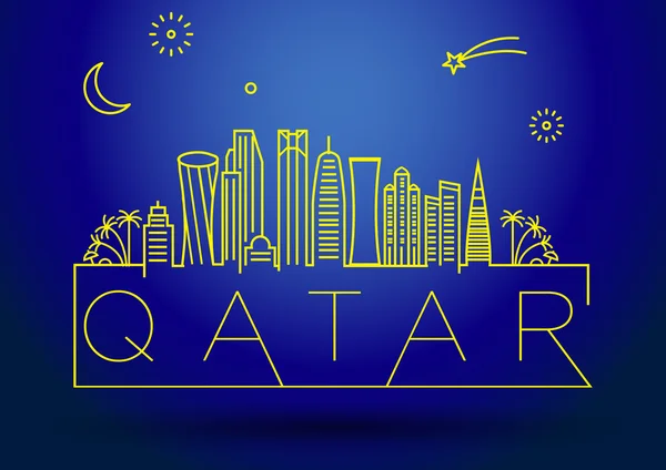 Silueta de línea de ciudad de Qatar — Vector de stock