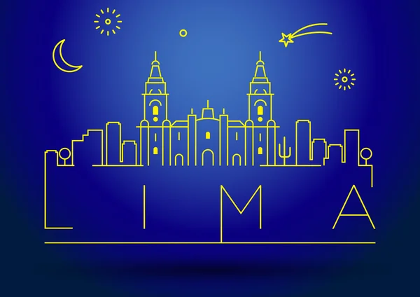 Silhouette de ligne ville Lima — Image vectorielle