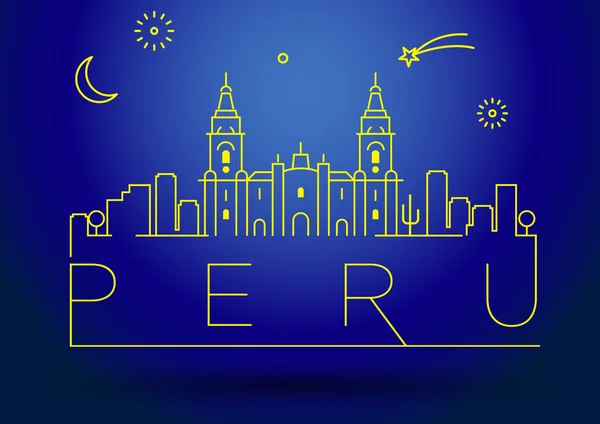 Silueta de línea Perú — Vector de stock