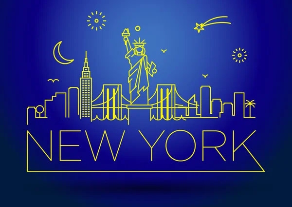 Linear New York City Skyline — Stock Vector