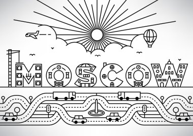 Moskova şehir tipografi tasarım