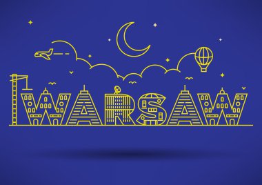 Varşova şehir tipografi tasarım