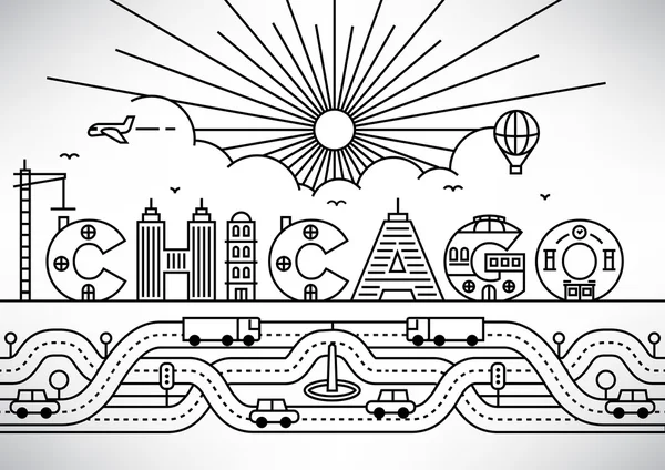 Chicago City Tipografia Design — Vettoriale Stock