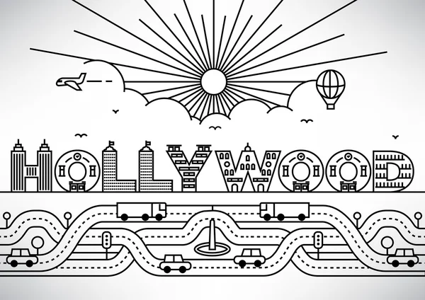 Hollywood City Tipografia Design — Vetor de Stock