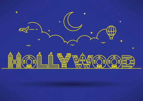 Hollywood City Typography Design — Stock Vector