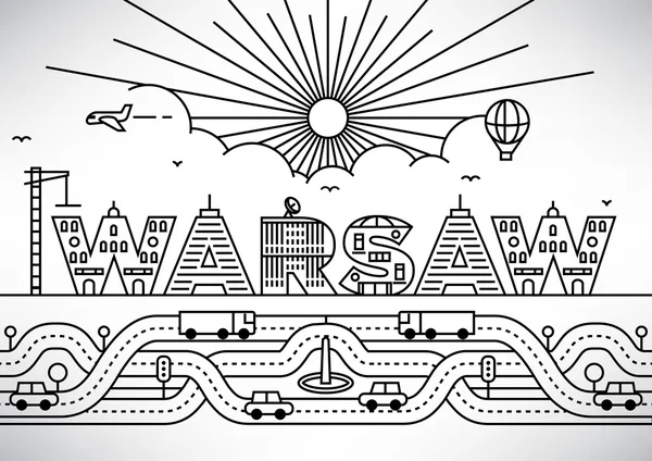 Warszawa miasto Typografia Design — Wektor stockowy