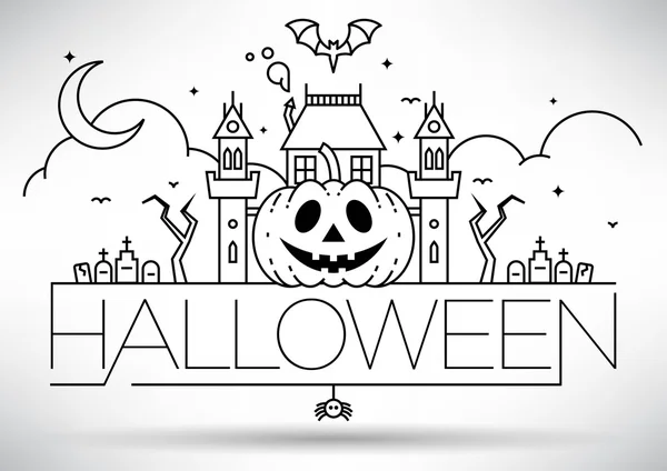 Ilustração Linear de Halloween tipográfica — Vetor de Stock