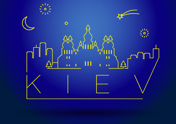 Linear Kiev City Silhouette