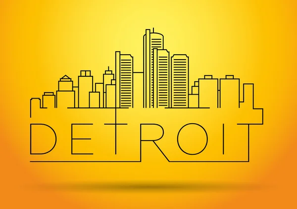 Liniowy miasta Detroit sylwetka — Wektor stockowy