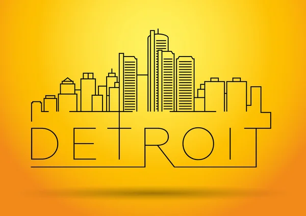 Linear Detroit City Silhouette — Stock Vector