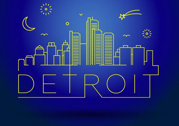 Lineare Detroit City Silhouette — Vettoriale Stock