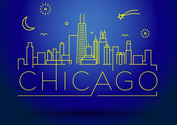 Doğrusal Chicago şehir silueti — Stok Vektör
