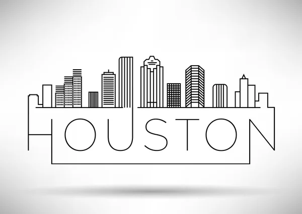 Linear Houston City Silhouette — Stock Vector
