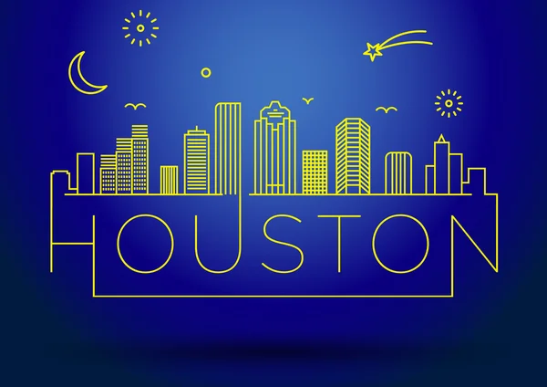 Lineare Houston City Silhouette — Vettoriale Stock
