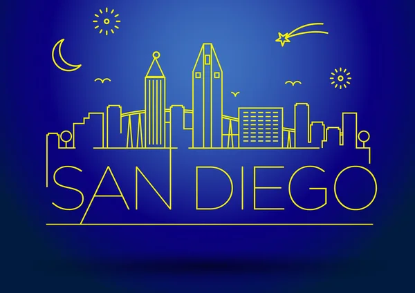 Lineare Stadtsilhouette von San Diego — Stockvektor