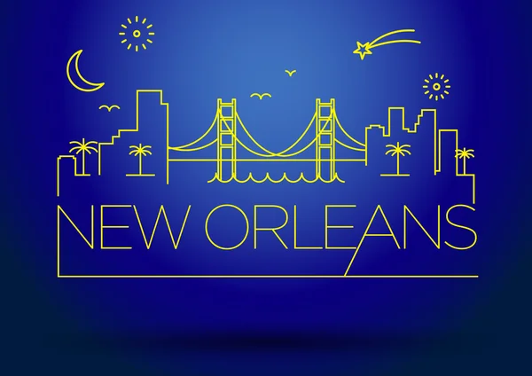 Lineær New Orleans City Silhouette – Stock-vektor