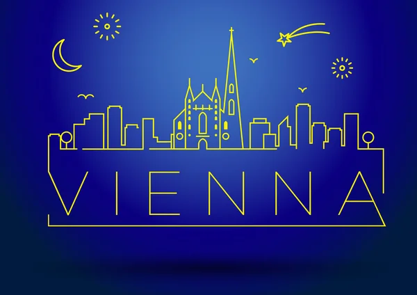 Lineare Vienna City Silhouette — Vettoriale Stock