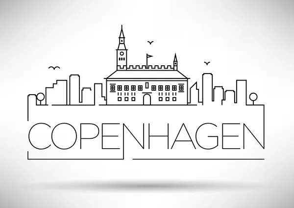 Sylwetka liniowy miasto Kopenhaga — Wektor stockowy