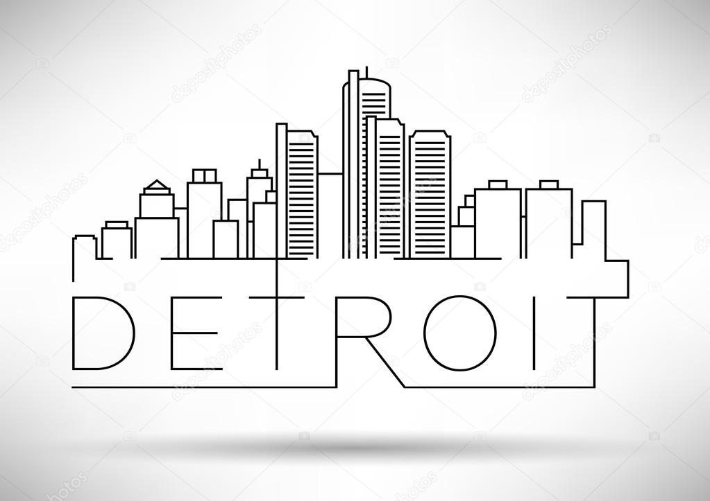 Linear Detroit City Silhouette