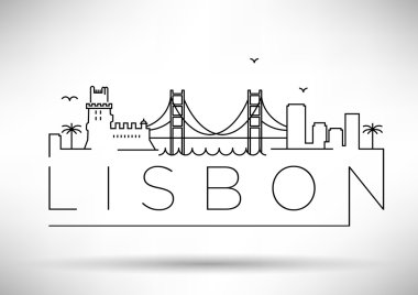 Lisbon City Silhouette Typographic Design