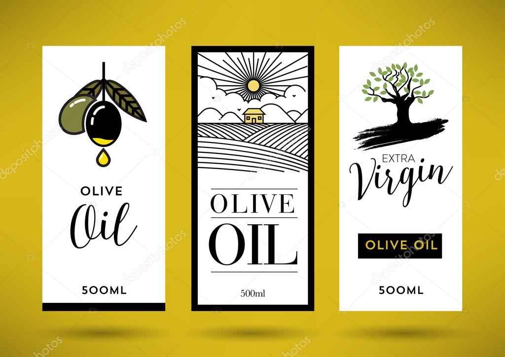 Trendy Vector Olive Oil Label Template