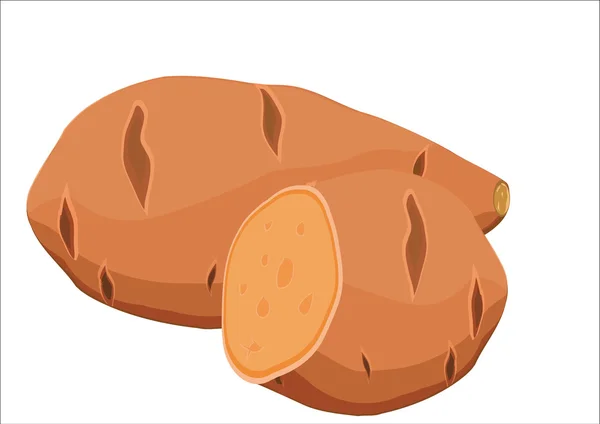 Červené brambory, celé a snížit na polovinu — Stockový vektor
