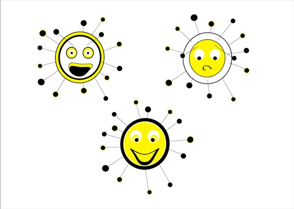 Güneş şok, üzgün, mutlu