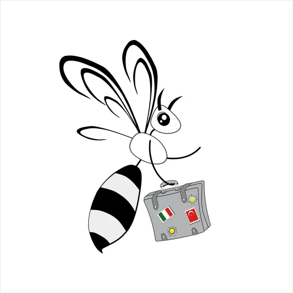 Bee s kufrem Stock Ilustrace