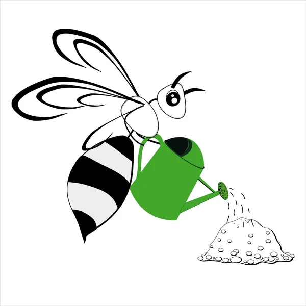 Abeja con riego — Vector de stock