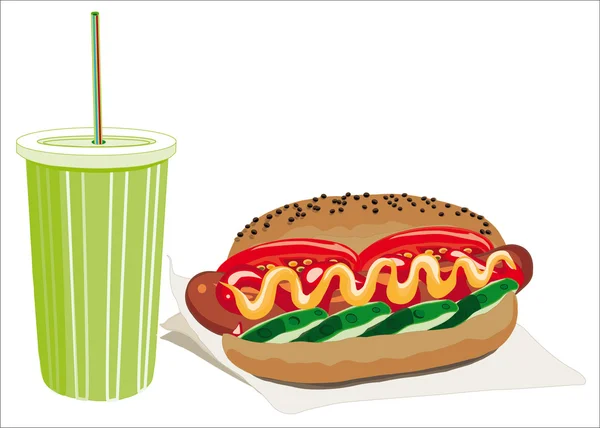 Sosisli sandviç içki ile