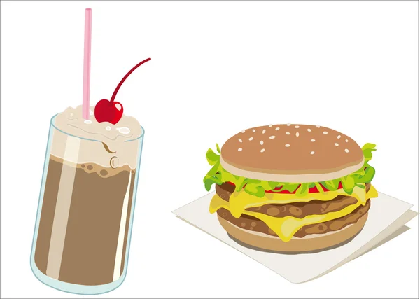 Hamburger ve çikolatalı milkshake