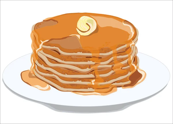 Pancake dengan sirup maple - Stok Vektor