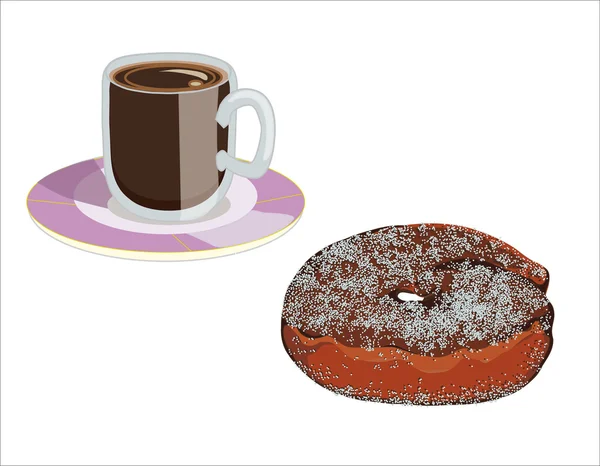 Şeker ve bir fincan kahve ile serpilir kızarmış pasta