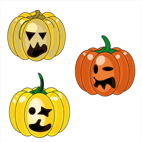 Tres calabazas susurrando — Vector de stock