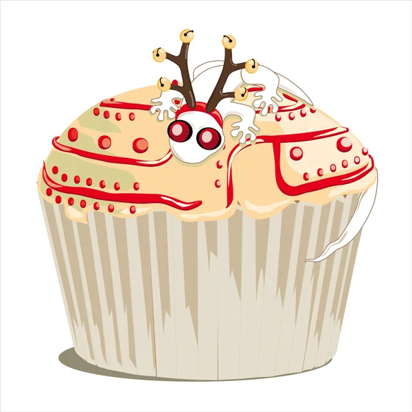 Christmas cupcake med gecko — Stock vektor