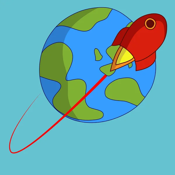 火箭和地球 — 图库矢量图片