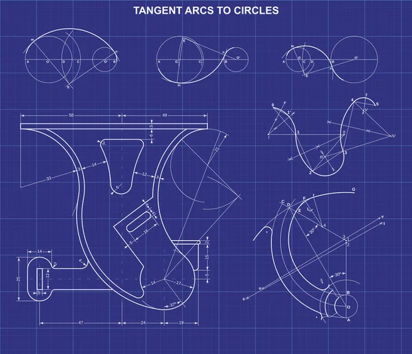 Tangent Arcs Circles Technic Background — Stock Vector